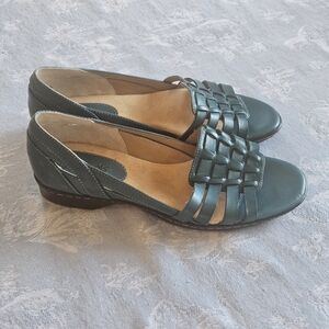 Softspots Braided Turquoise Flats Sandals Bohemian Whimsy Coastal Grandma